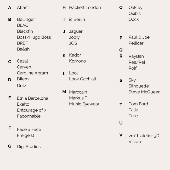 Brillenmarken Liste